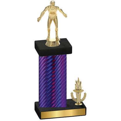 Accented Single Purple Carbon Fiber Victory Wrestling Trophy