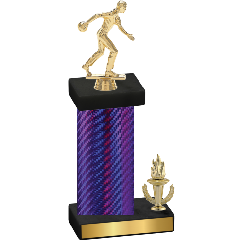 Accented Single Purple Carbon Fiber Victory Bowling Trophy