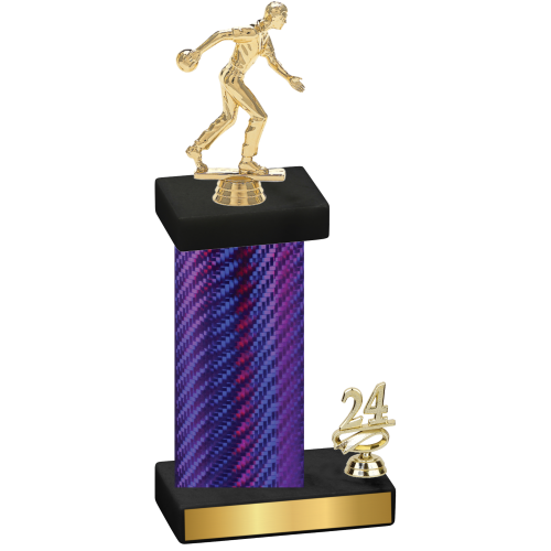 Accented Single Purple Carbon Fiber Year Bowling Trophy