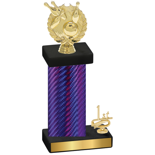 Accented Single Purple Carbon Fiber First Place Bowling Trophy