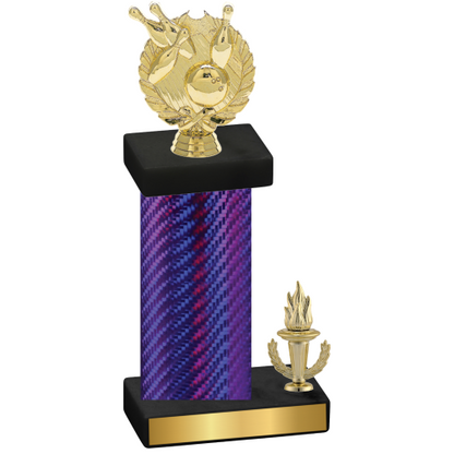 Accented Single Purple Carbon Fiber Victory Bowling Trophy