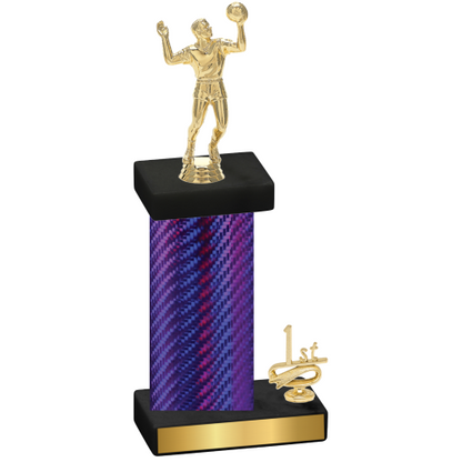 Accented Single Purple Carbon Fiber First Place Volleyball Trophy