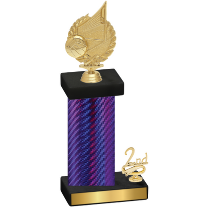 Accented Single Purple Carbon Fiber Second Place Volleyball Trophy