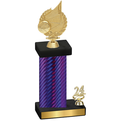 Accented Single Purple Carbon Fiber Year Volleyball Trophy