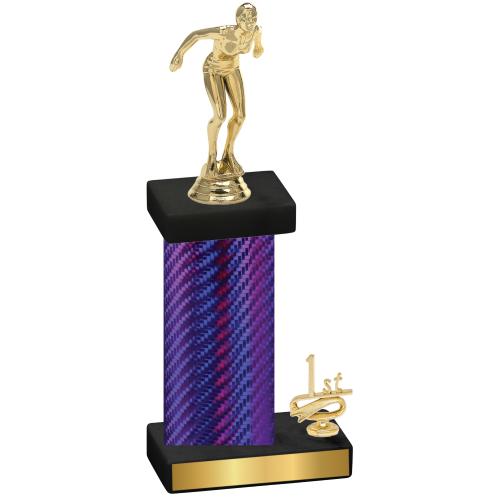 Accented Single Purple Carbon Fiber First Place Tennis Trophy