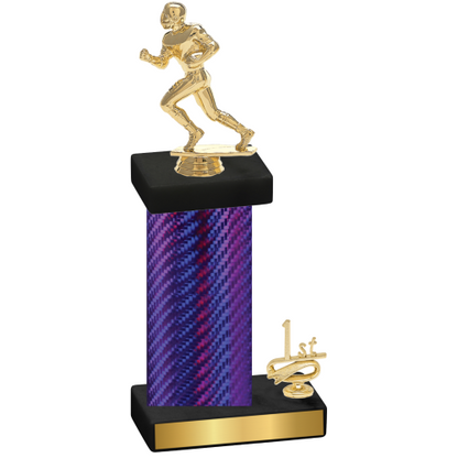 Accented Single Purple Carbon Fiber First Place Football Trophy