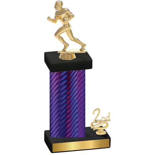 Accented Single Purple Carbon Fiber Second Place Football Trophy