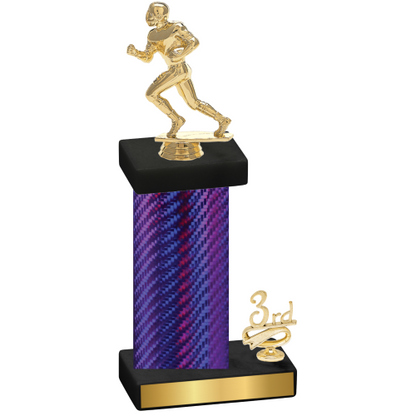 Accented Single Purple Carbon Fiber Third Place Football Trophy