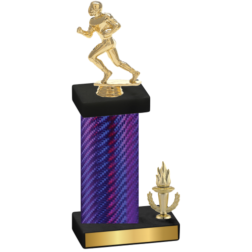 Accented Single Purple Carbon Fiber Victory Football Trophy