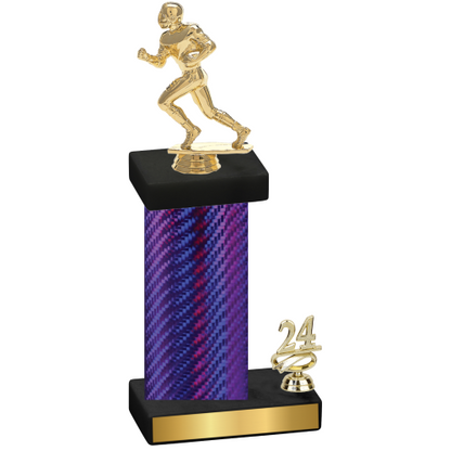 Accented Single Purple Carbon Fiber Year Football Trophy