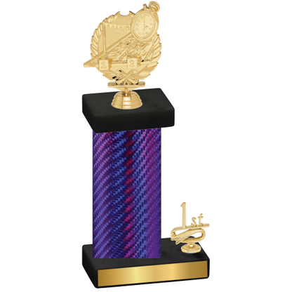 Accented Single Purple Carbon Fiber First Place Swimming Trophy