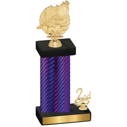 Accented Single Purple Carbon Fiber Second Place Swimming Trophy