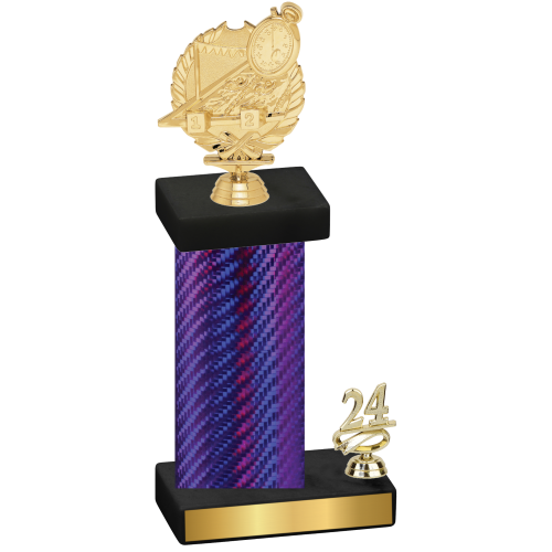 Accented Single Purple Carbon Fiber Year Swimming Trophy