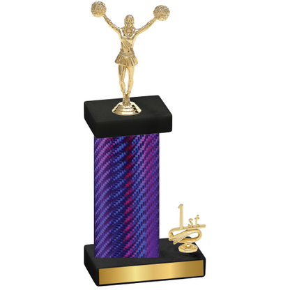 Accented Single Purple Carbon Fiber First Place Cheerleading Trophy