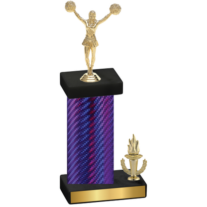 Accented Single Purple Carbon Fiber Victory Cheerleading Trophy