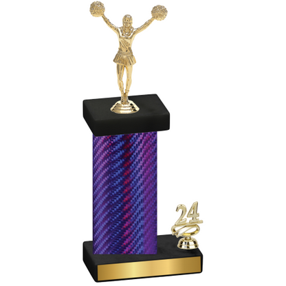 Accented Single Purple Carbon Fiber Year Cheerleading Trophy