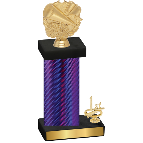 Accented Single Purple Carbon Fiber First Place Cheerleading Trophy