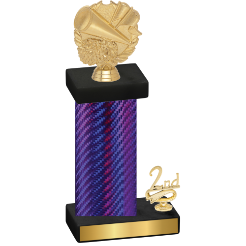 Accented Single Purple Carbon Fiber Second Place Cheerleading Trophy