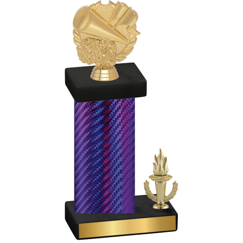 Accented Single Purple Carbon Fiber Victory Cheerleading Trophy