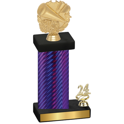 Accented Single Purple Carbon Fiber Year Cheerleading Trophy