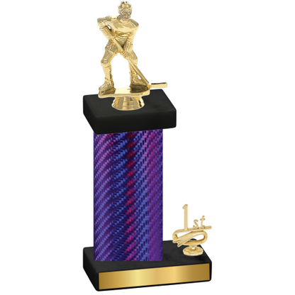 Accented Single Purple Carbon Fiber First Place Hockey Trophy