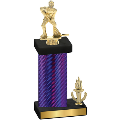 Accented Single Purple Carbon Fiber Victory Hockey Trophy