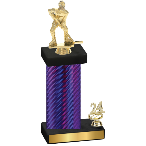 Accented Single Purple Carbon Fiber Year Hockey Trophy