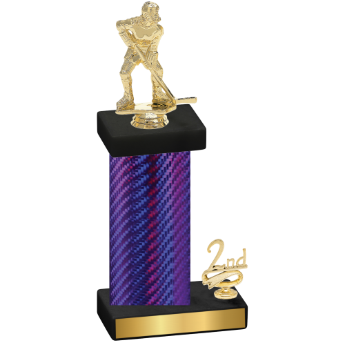 Accented Single Purple Carbon Fiber Second Place Hockey Trophy