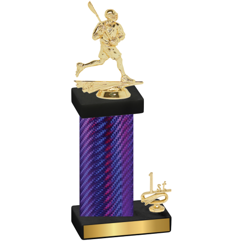 Accented Single Purple Carbon Fiber First Place Lacrosse Trophy