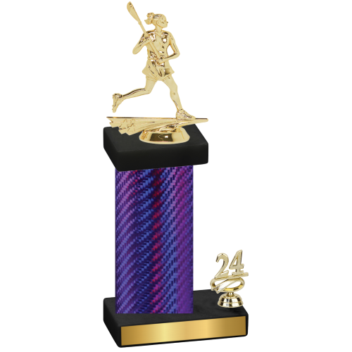 Accented Single Purple Carbon Fiber Year Lacrosse Trophy