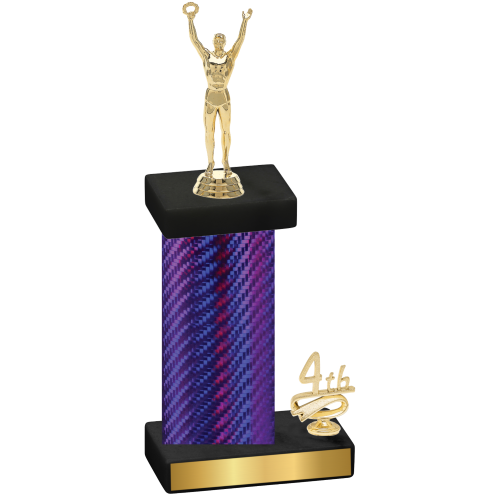 Accented Single Purple Carbon Fiber Fourth Place Victory Trophy