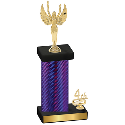 Accented Single Purple Carbon Fiber Fourth Place Victory Trophy