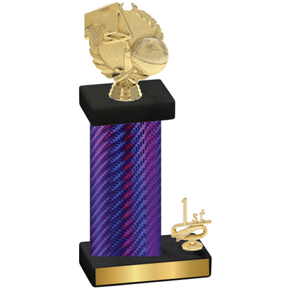 Accented Single Purple Carbon Fiber First Place Basketball Trophy