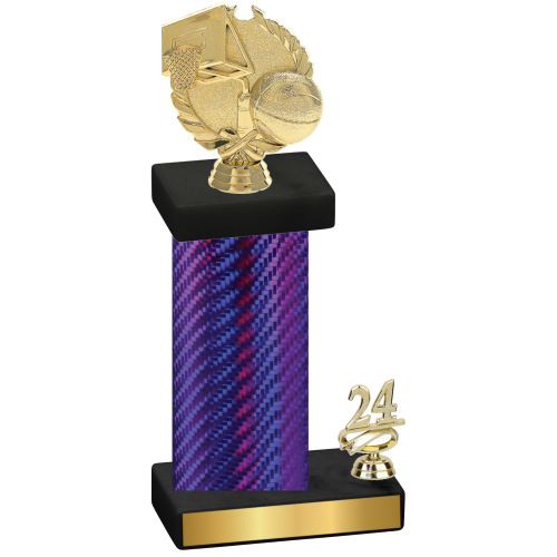 Accented Single Purple Carbon Fiber Year Basketball Trophy