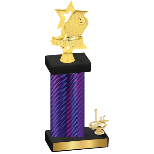 Accented Single Purple Carbon Fiber First Place Pickleball Trophy