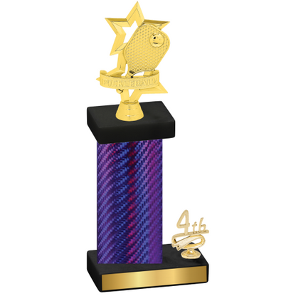 Accented Single Purple Carbon Fiber Fourth Place Pickleball Trophy