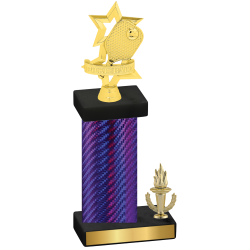 Accented Single Purple Carbon Fiber Victory Pickleball Trophy