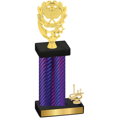 Accented Single Purple Carbon Fiber First Place Pickleball Trophy