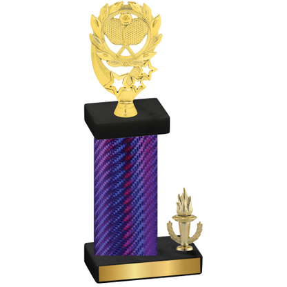 Accented Single Purple Carbon Fiber Victory Pickleball Trophy