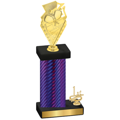 Accented Single Purple Carbon Fiber First Place Pickleball Trophy