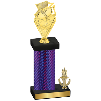 Accented Single Purple Carbon Fiber Victory Pickleball Trophy