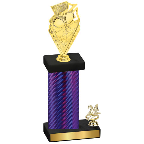 Accented Single Purple Carbon Fiber Year Pickleball Trophy