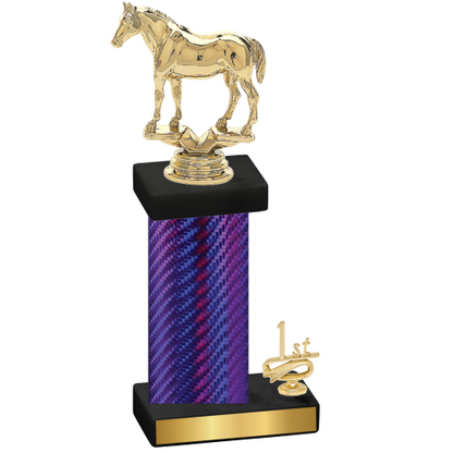 Accented Single Purple Carbon Fiber First Place Horses Trophy