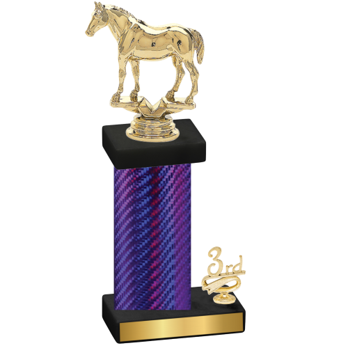 Accented Single Purple Carbon Fiber Third Place Horses Trophy