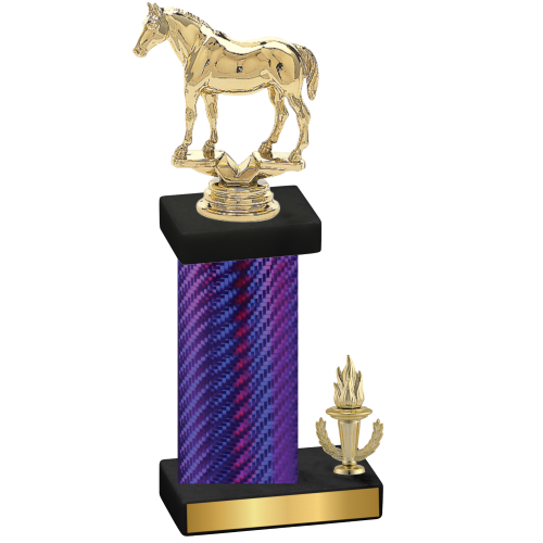 Accented Single Purple Carbon Fiber Victory Horses Trophy