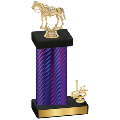 Accented Single Purple Carbon Fiber First Place Horses Trophy