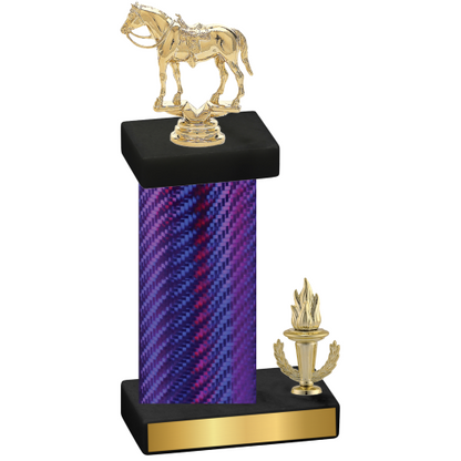 Accented Single Purple Carbon Fiber Victory Horses Trophy