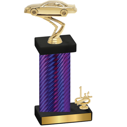 Accented Single Purple Carbon Fiber First Place Cars Trophy