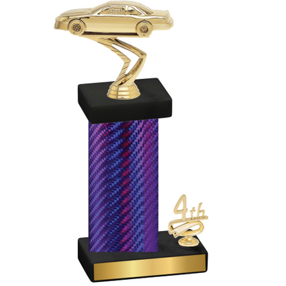 Accented Single Purple Carbon Fiber Fourth Place Cars Trophy