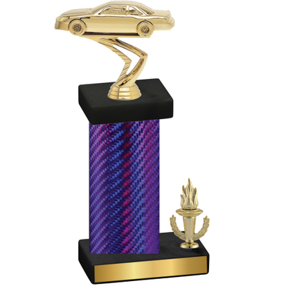 Accented Single Purple Carbon Fiber Victory Cars Trophy